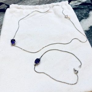 Purple Gemstone Amethyst Necklace and Bracelet Set - NEVER BEEN WORN!